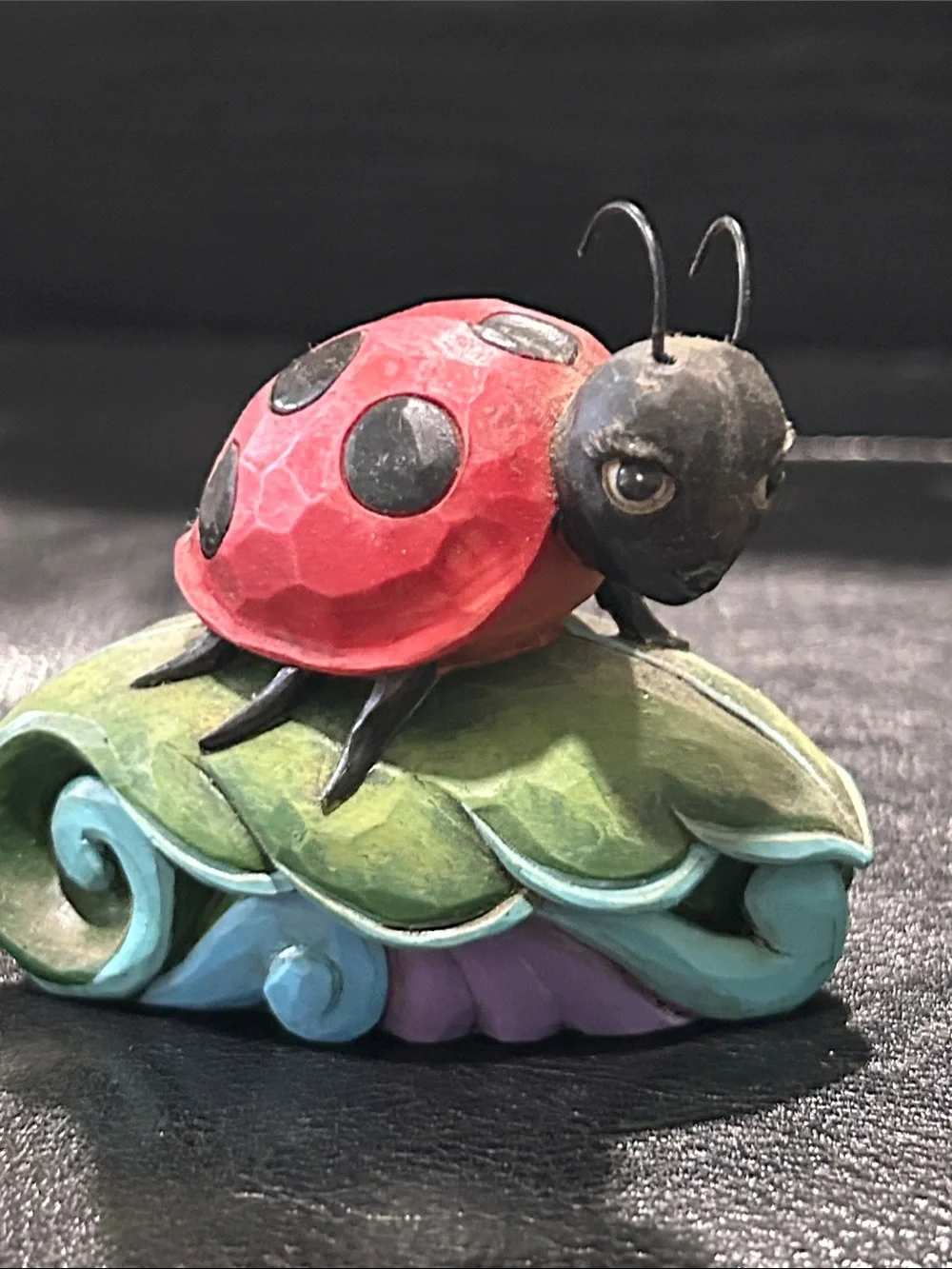 Jim Shore Red and Black Ladybug on Multicolor Leaf Figurine